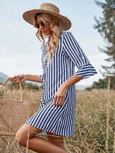 Vestido azul midi de rayas